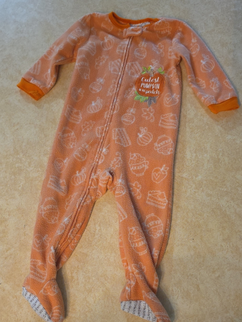 Koala Kids Orange Pumpkin Footed One-Piece
